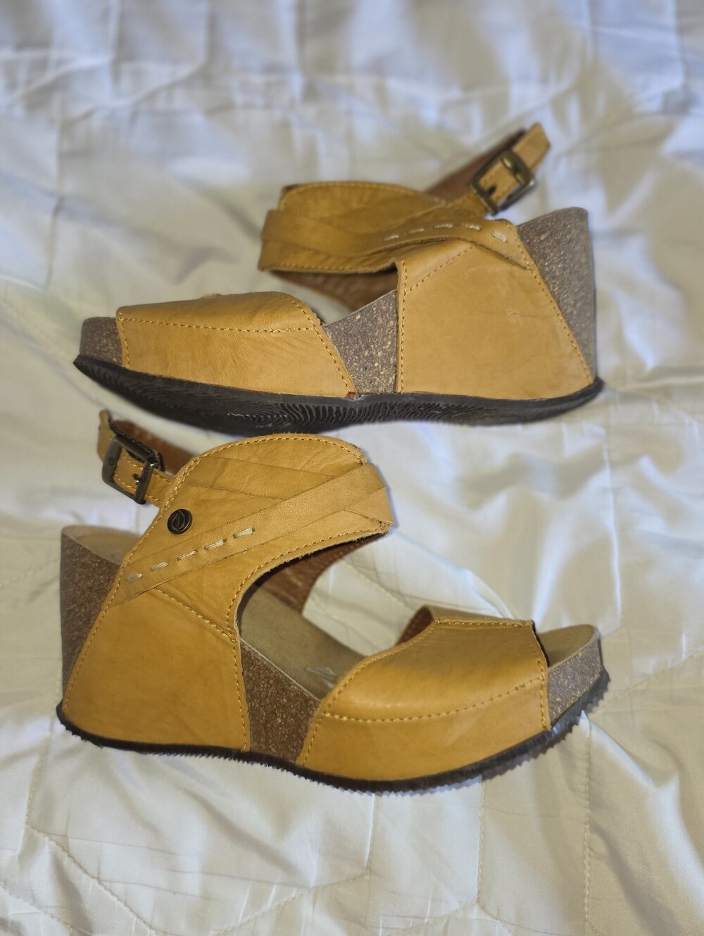 Sergio Tomani Leather Wedge Sandals Size 7 - Picture 4 of 8